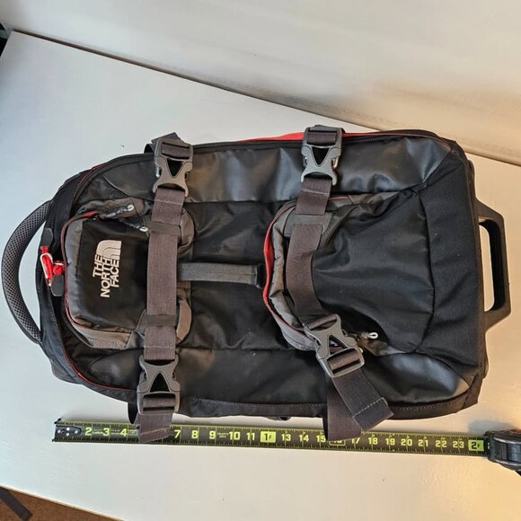 The North Face Long Haul Black Rolling Luggage Red Black Grey - Picture 2 of 9